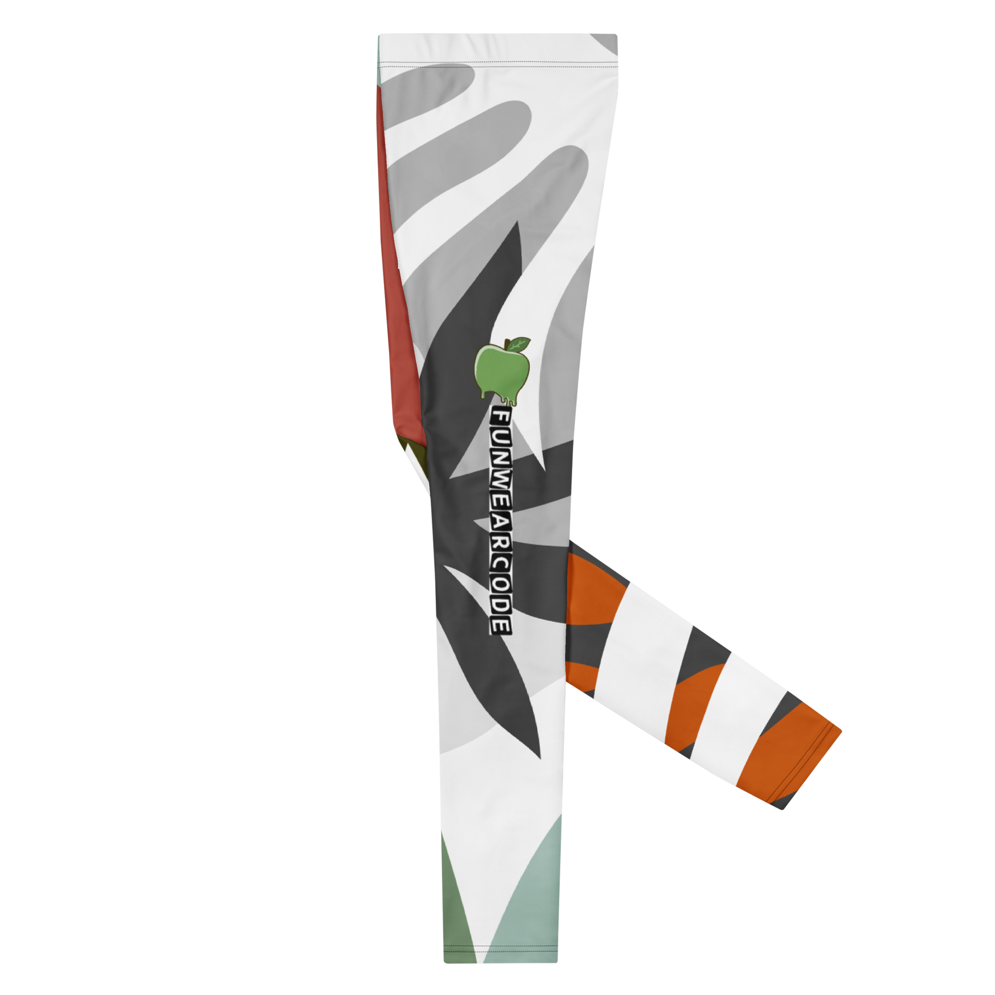 Colorful legging with geometric pattern and a "Fun Wear Code" brand logo on a white background