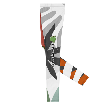 Colorful legging with geometric pattern and a "Fun Wear Code" brand logo on a white background