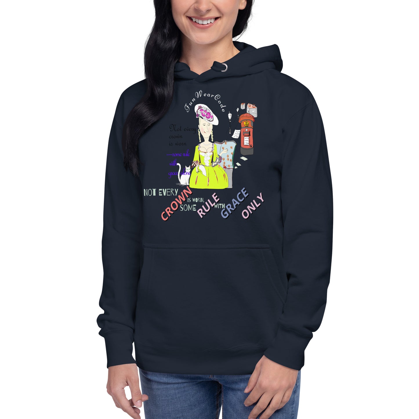 Trendy Vintage English Lady Hoodie – Stylish Retro Streetwear | FunWearCode