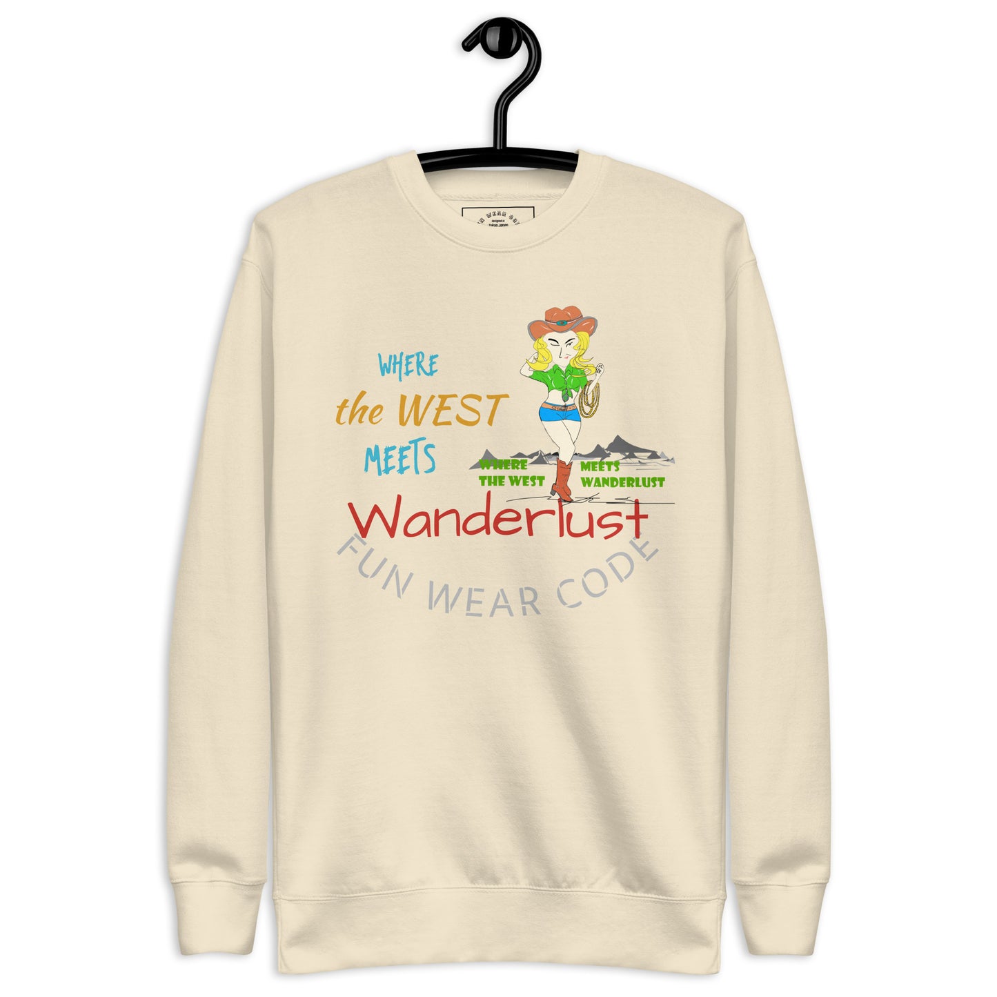 Premium Cozy Long Sleeve T-shirt – Classic Cowgirl Graphic Sweatshirt | FunWearCode