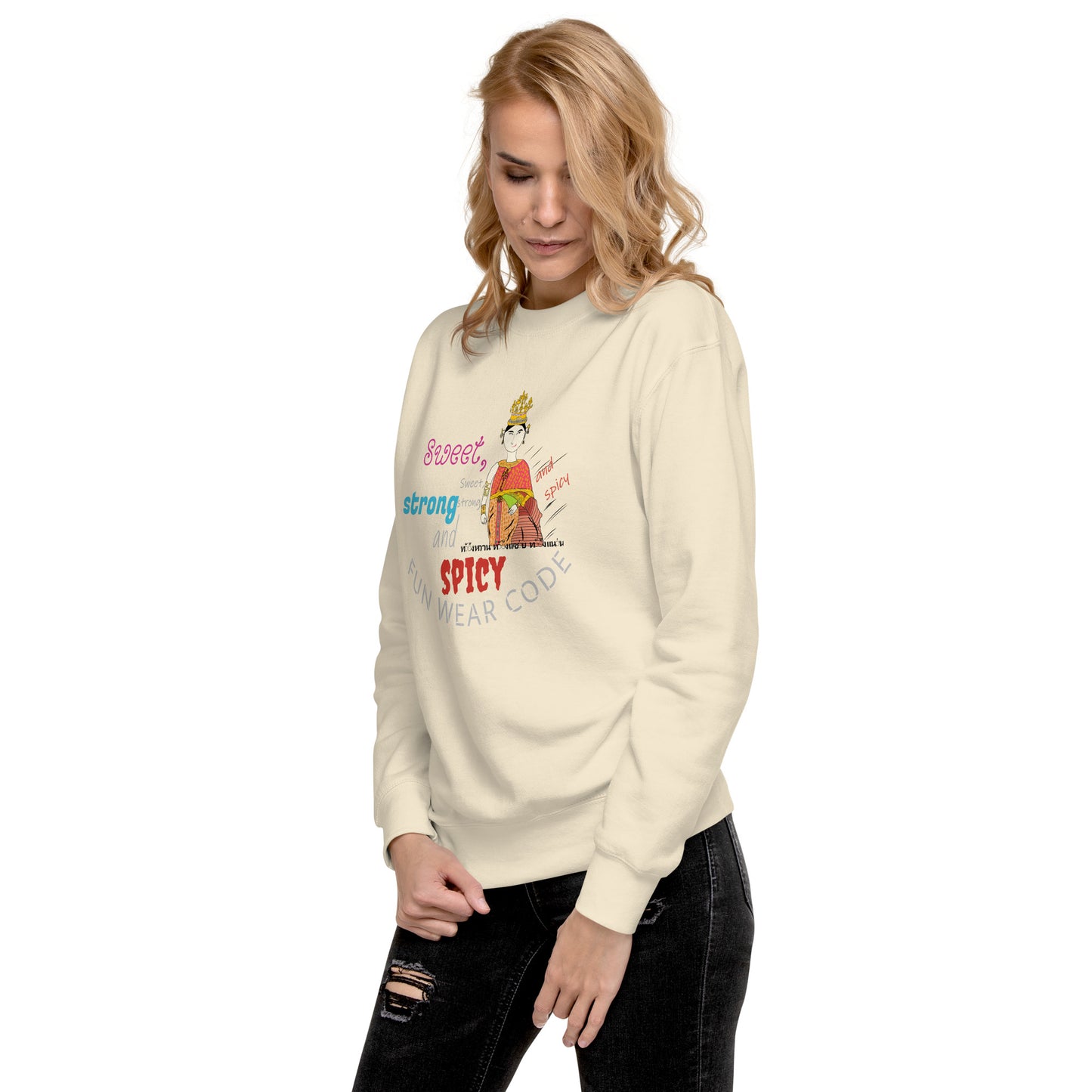 Premium Long Sleeve T-Shirt - Playful Thai Woman Graphic Tee | FunWearCode