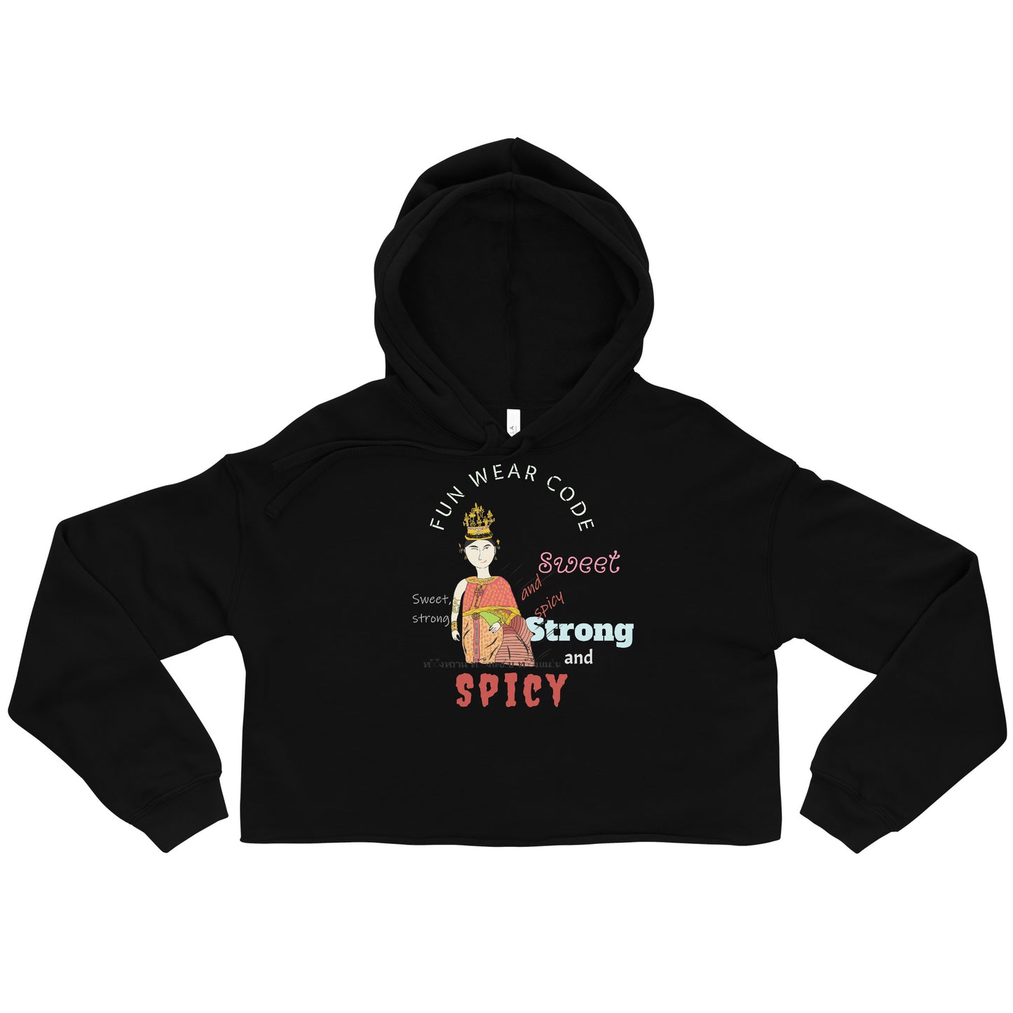 Trendy & Cozy Woman Crop Hoodie – Playful & Bold Thai Iconic Design | FunWearCode